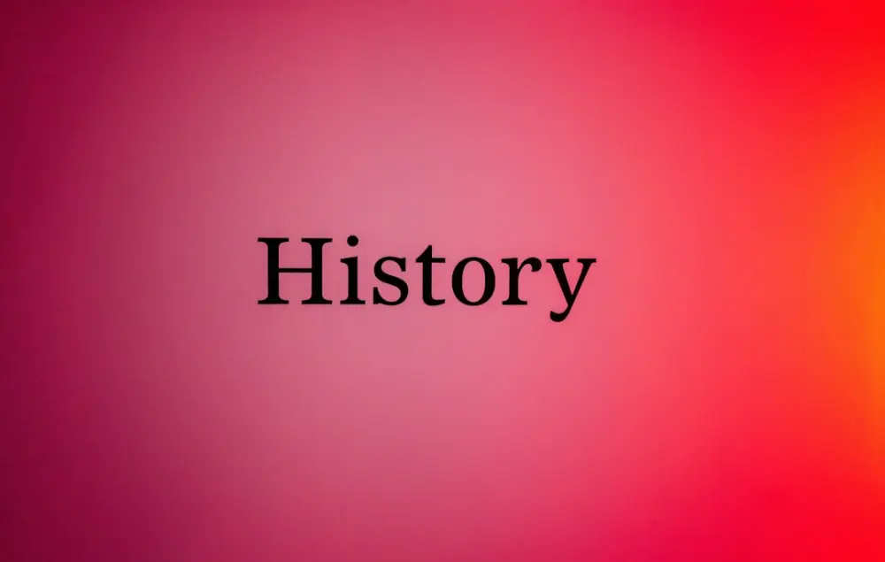 The word history on a pink and orange gradient background, illustrating history and society